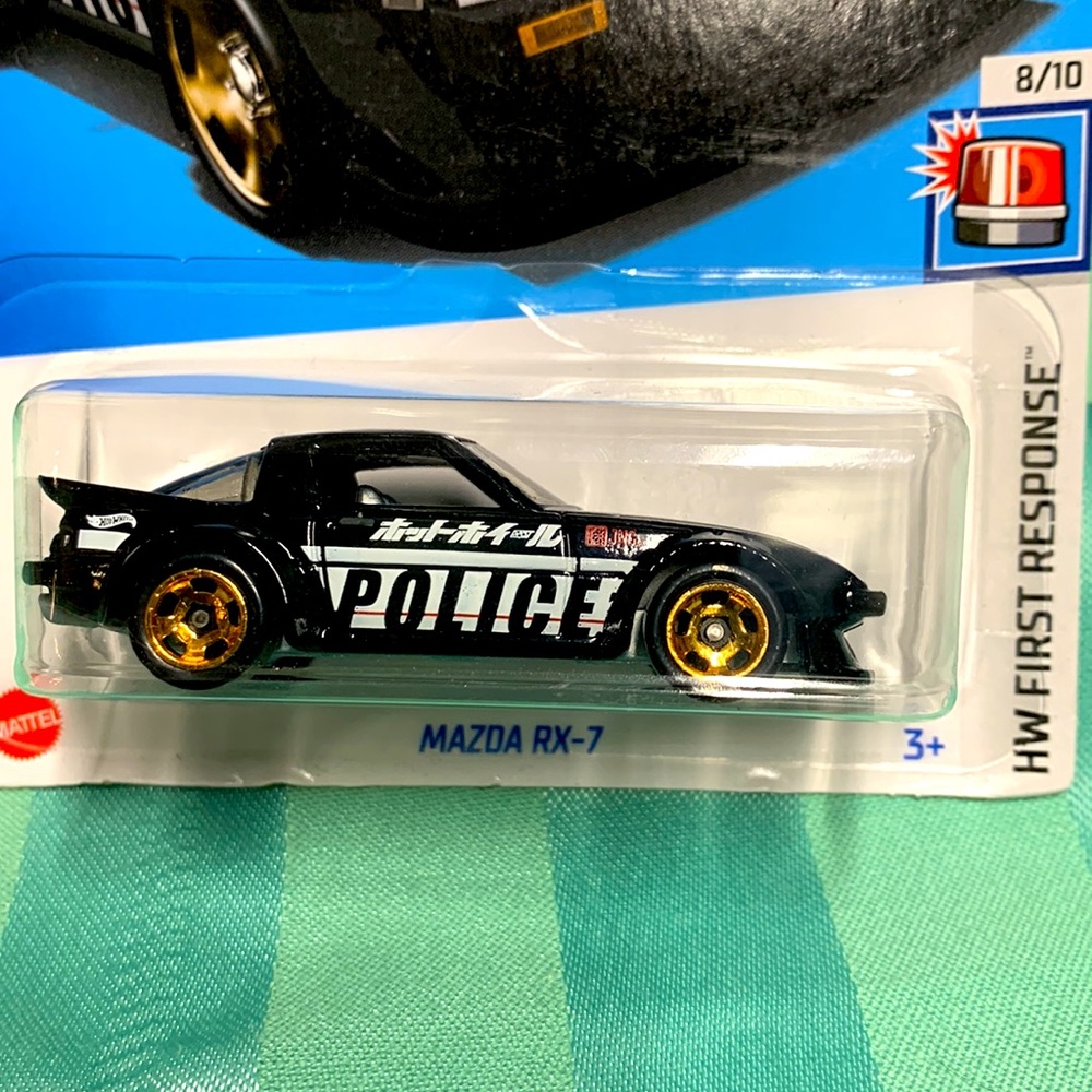 Hot Wheels Mazda RX-7 First Response Black Police Car